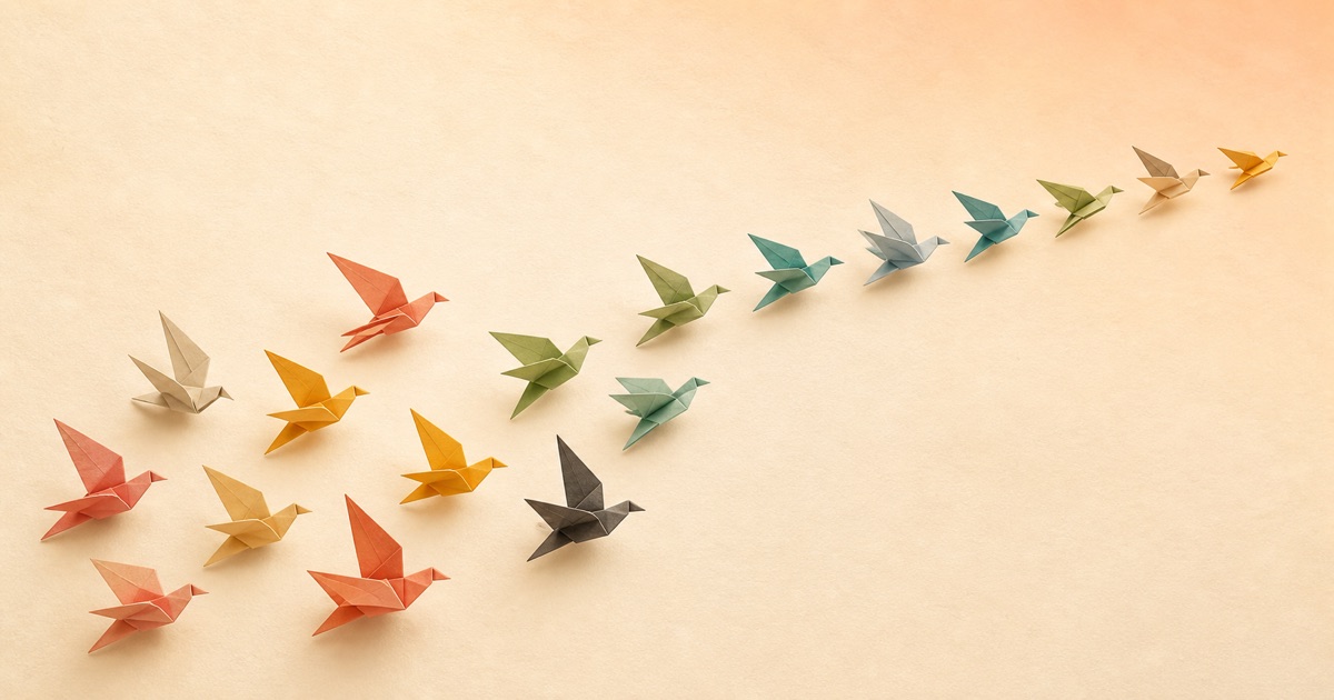 What Are Ensemble Methods in Machine Learning? A varied flock of origami birds converges into one coordinated flight path, representing distinct models combining their predictions into a more dependable result.